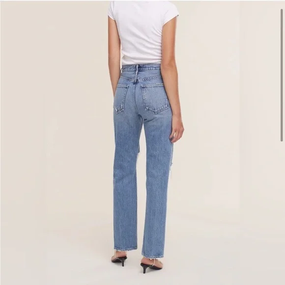 Agolde Lana Distressed Straight-Leg Jeans Backdrop Blue size 28 - Picture 3 of 16